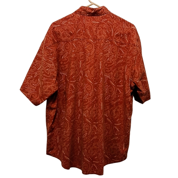 Men's Large Dockers Burnt Orange Paisley Print S/Sleeve Button Down Casual Shirt - Picture 5 of 5